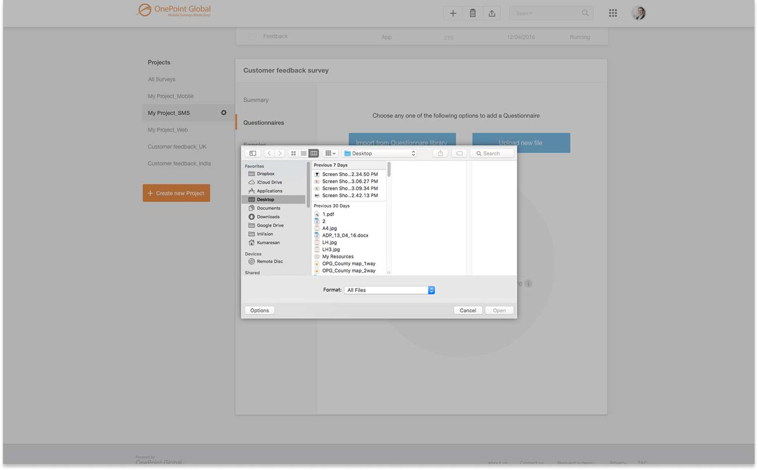 Visual Designs screen