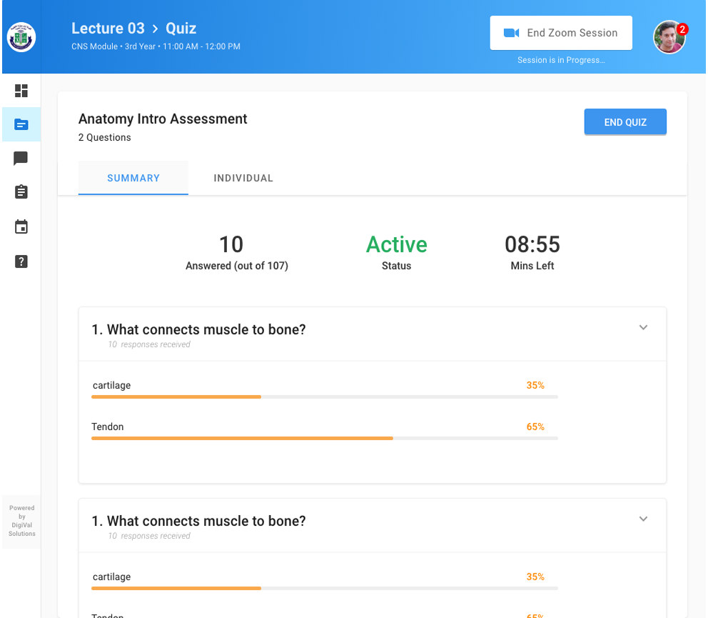 Online classroom screen